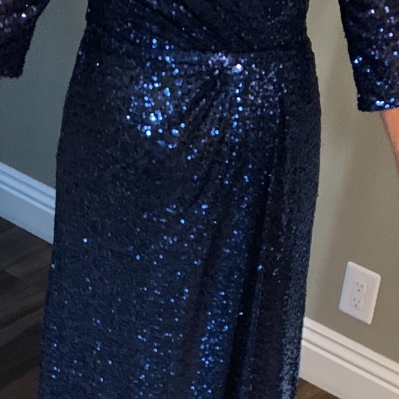 La Femm Blue Sequined Gown size 8 - Picture 4 of 4